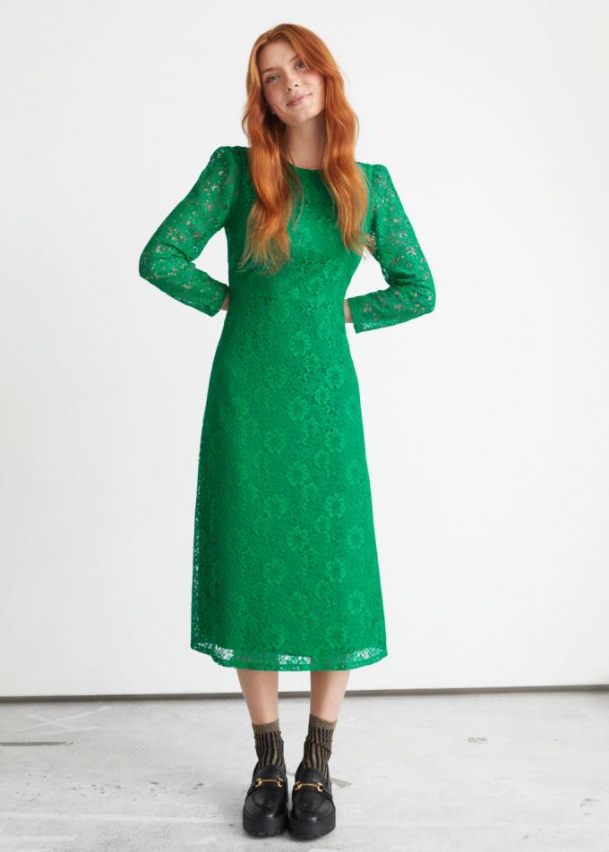 Robe en dentelle verte