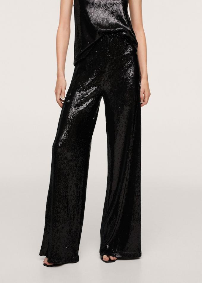 Pantalon palazzo à sequins