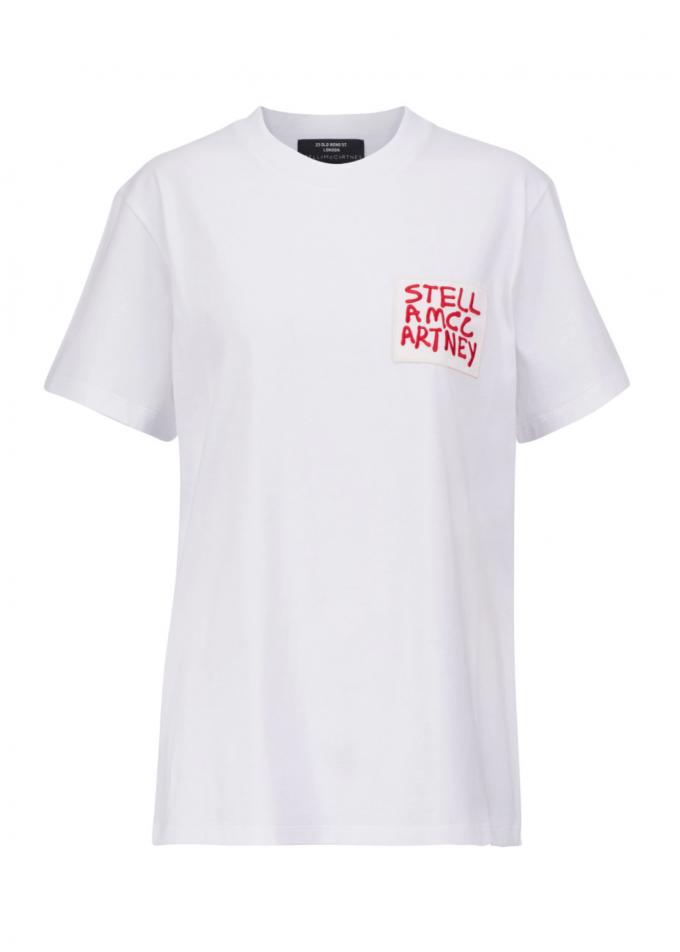 Witte katoenen T-shirt met Stella McCartney logo