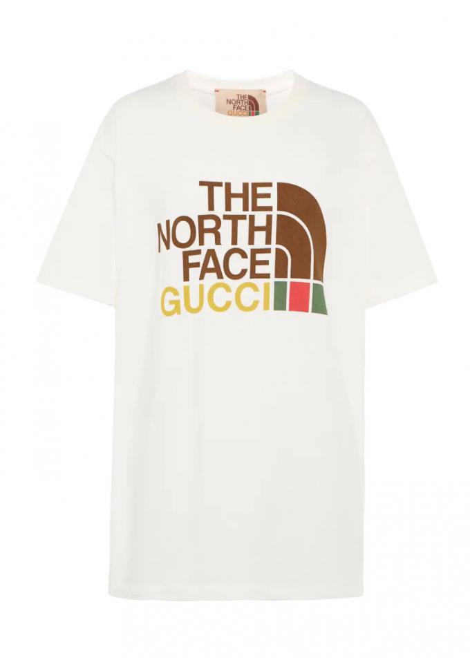 Witte katoenen T-shirt met Gucci x The North Face logo