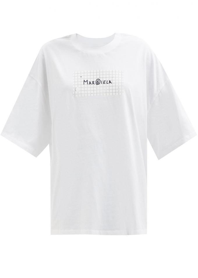Witte katoenen T-shirt met MM6 Maison Margiela logo