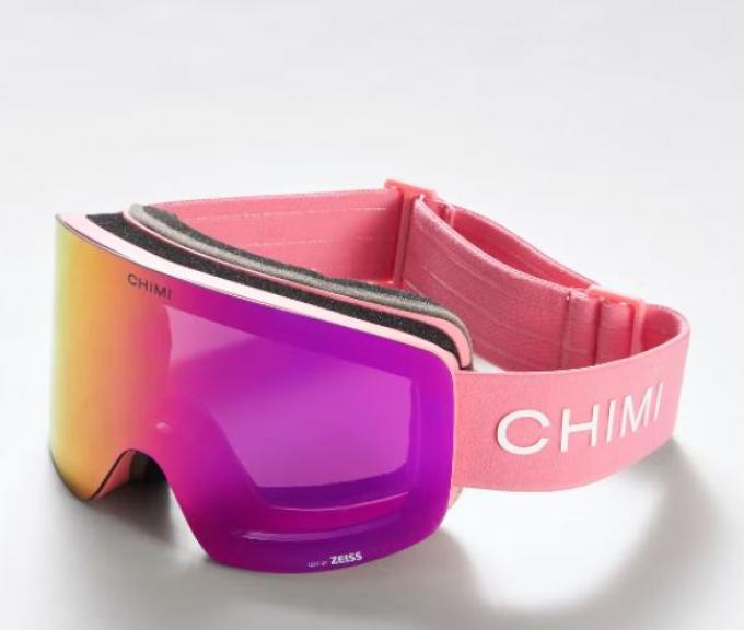 Sportieve skibril met roze en oranje frame