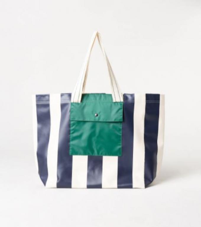 XL tote bag in blauw-wit gestreept patroon