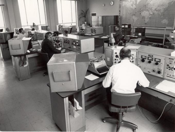 De afdeling radiotelegrafie in Oudenburg in 1970.