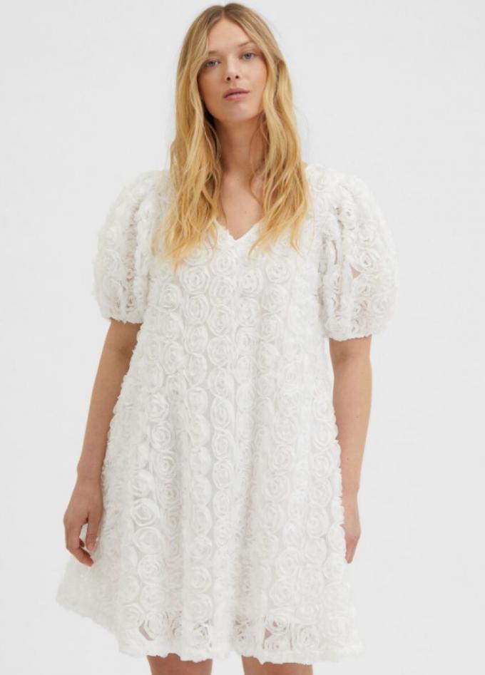 Witte mini-jurk met bloemenprint
