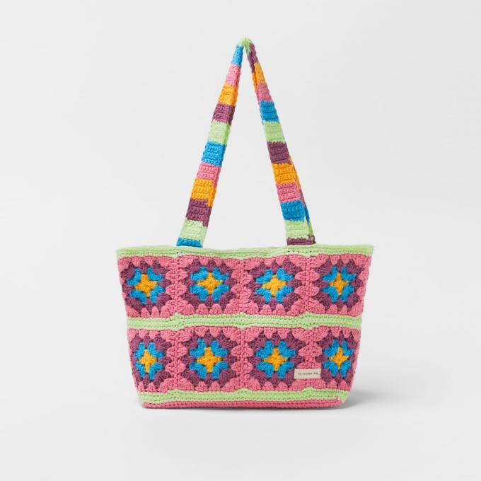 Kleurrijke crochet shopper