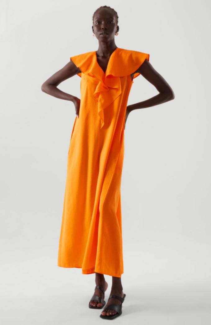 Ruffle dress in het oranje