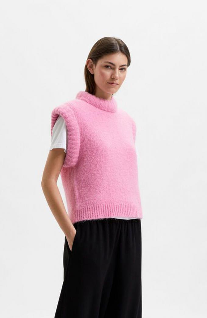Roze debardeur met 52 % alpacawol