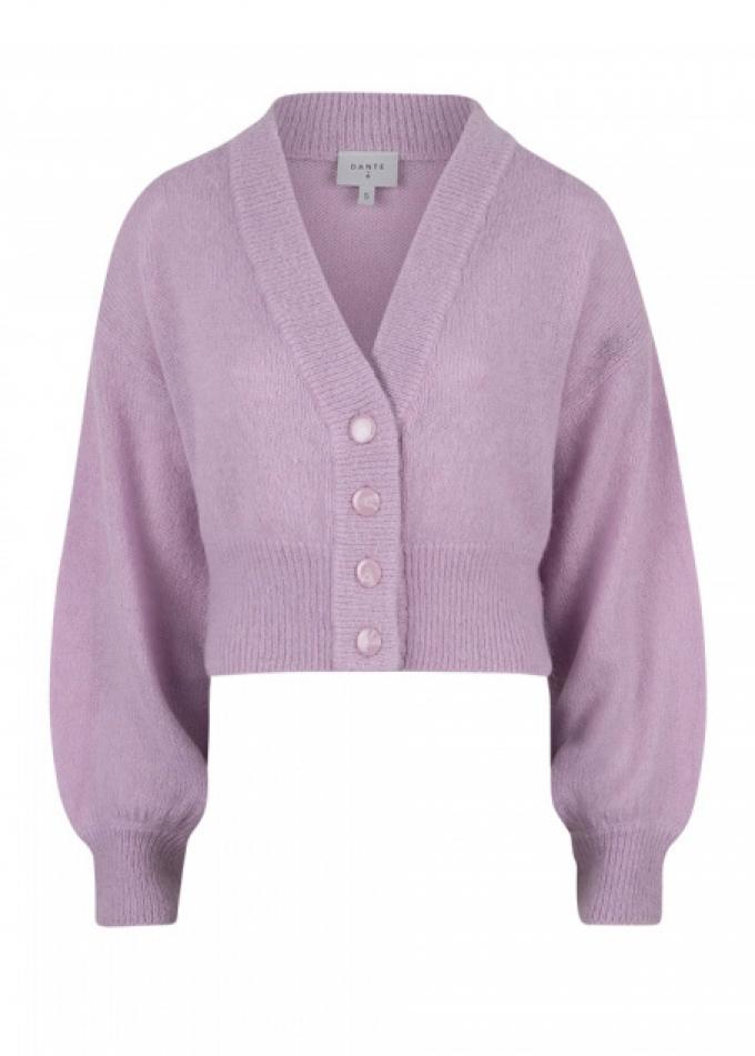 Lila cardigan met pofmouwen