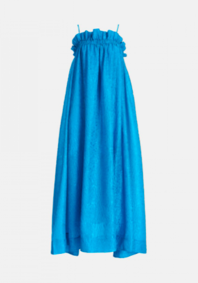 Lichtblauwe jacquard jurk