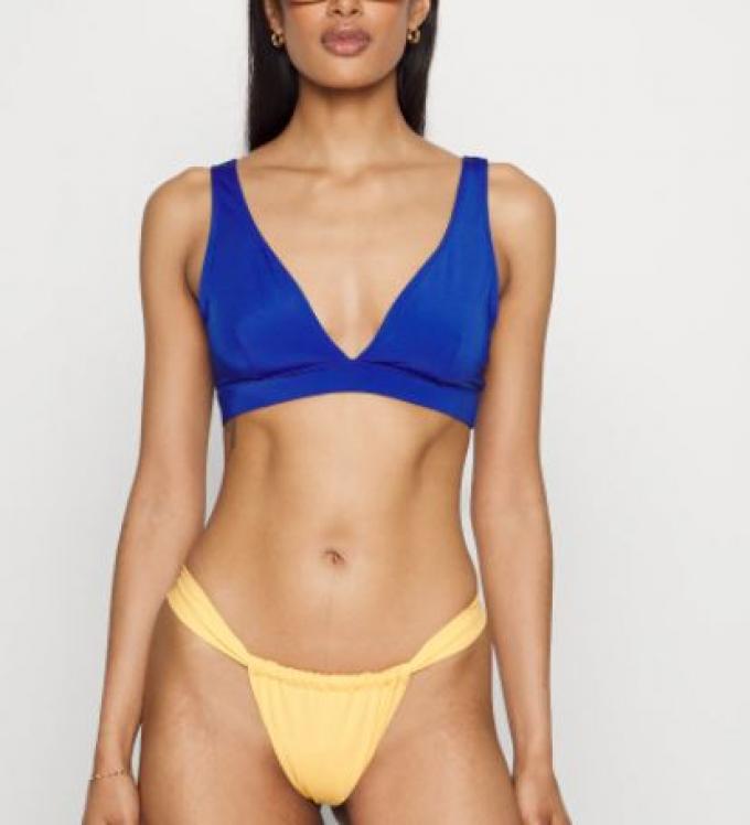 Dubbel-gekleurde bikini in kobaltblauw en oranje