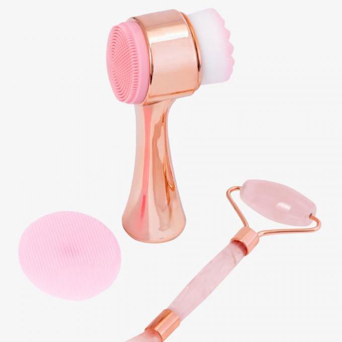 Huidverzorgingsset facial cleaner, facial brush en rose quartz massager