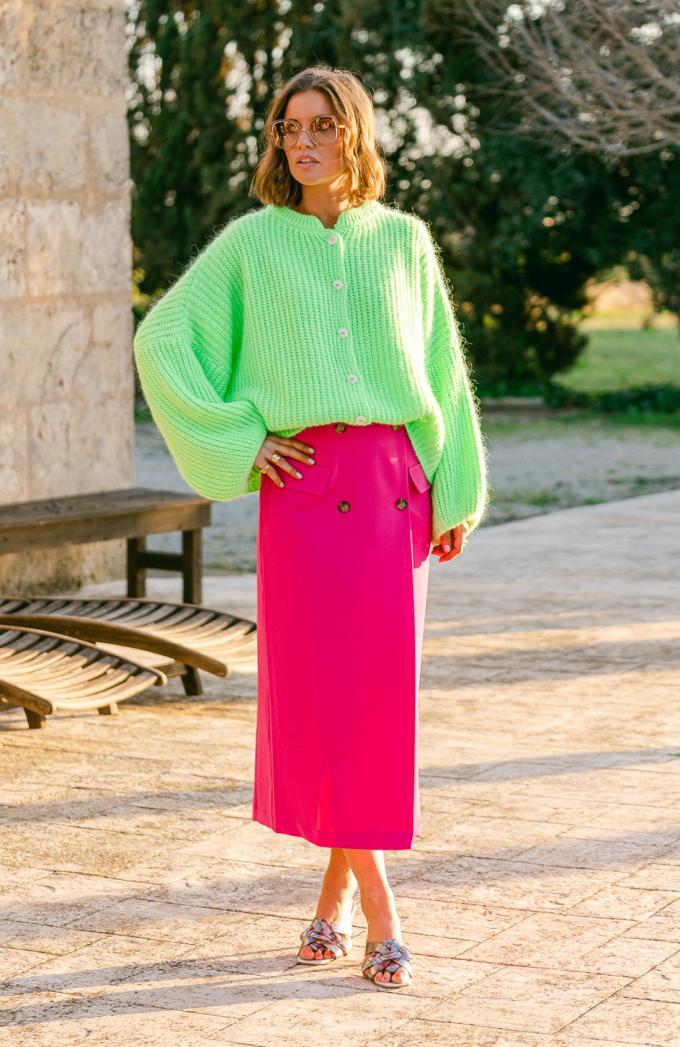 Fuchsia rok met knopen 