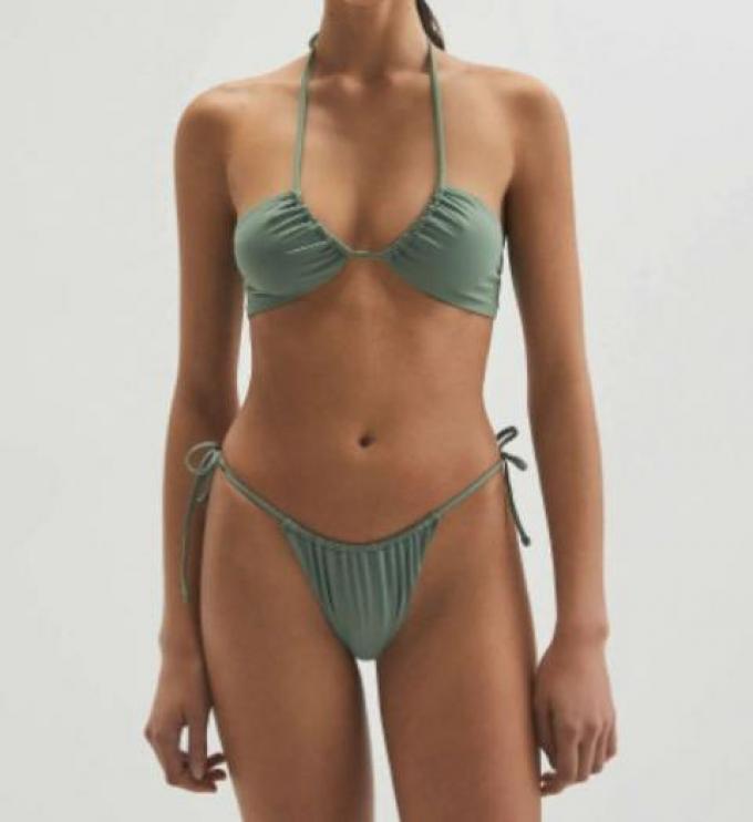 Bikini vert olive avec bretelles ajustables