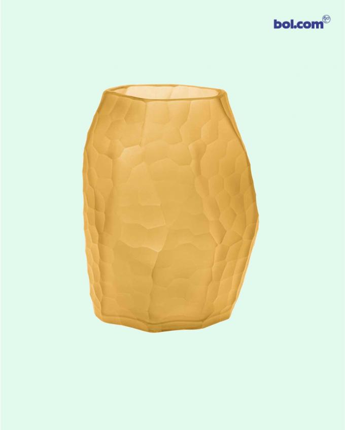 Sfeervol: amberkleurig windlicht 22 cm