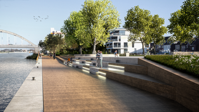 Het volledige stadsbestuur tekende present om samen met Chris Danckaerts en Lieven Dejonckheere van De Vlaamse Waterweg het project voor te stellen.