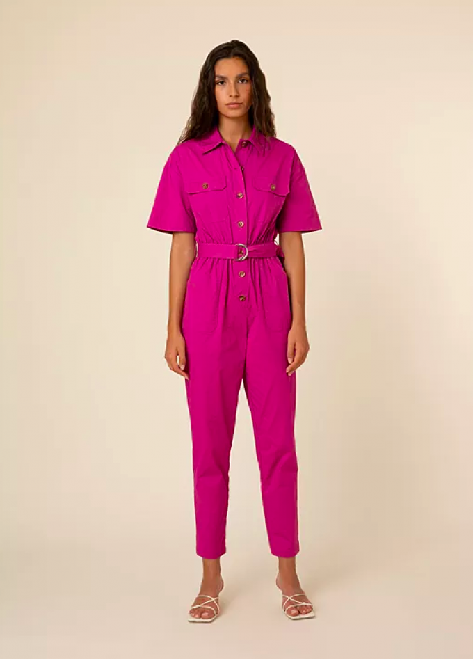 Roze boilersuit met riem in de taille