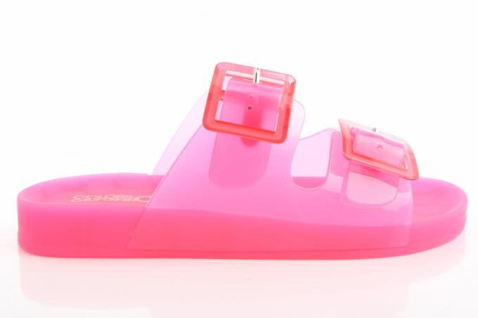 Transparante, roze ugly dad sandals