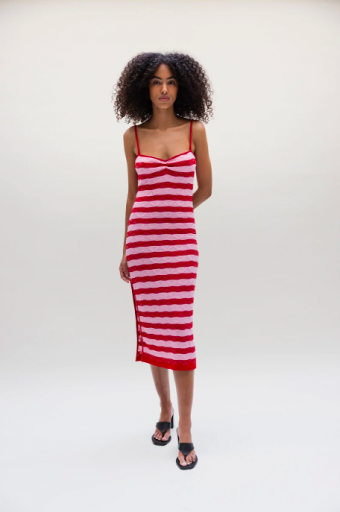 Gestreepte midi dress