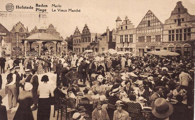 DE ‘MERKT’, 1910. Ook de burgerij vond de weg naar Hofstade.