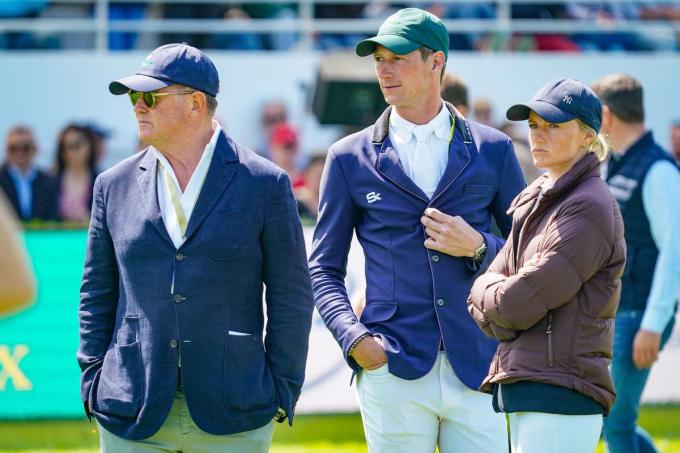 Stephan Conter, Daniel Deusser uit Duitsland en Petronella Anderssson uit Zweden tijdens de Rolex Grand Prix Ville De La Baule in mei. (Photo by Pierre Costabadie/Icon Sport)