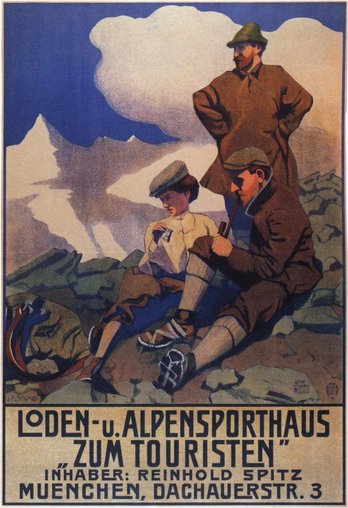 Cette affiche publicitaire de 1900 témoigne de l’invasion des Alpes par la bourgeoisie française, allemande ou anglaise, que le Tartarin d’Alphonse Daudet a brillamment raillée.