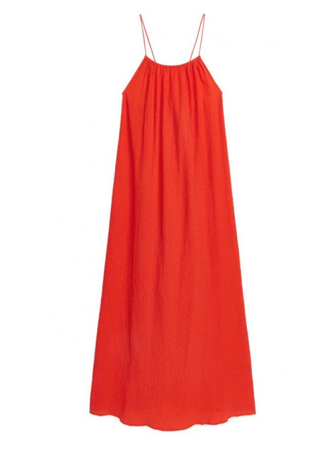 Oranje seersucker jurk