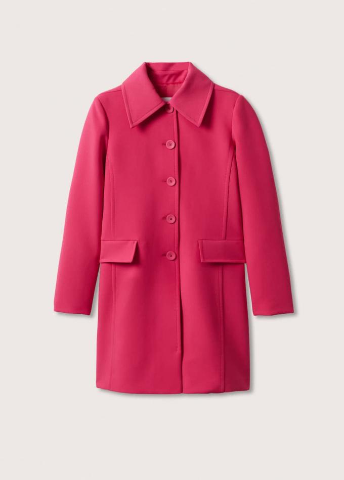 Manteau ajusté rose à boutons