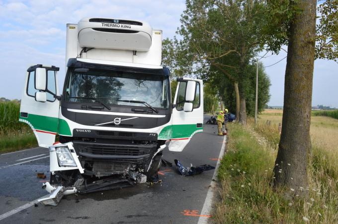 De vrachtwagen van Koen Glorieux was ook zwaar beschadigd.