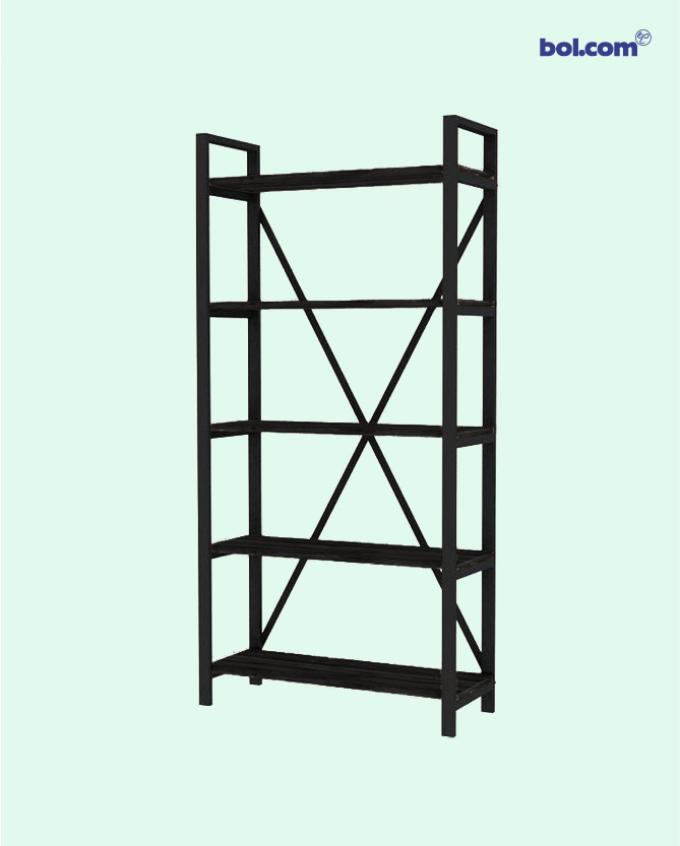 Zwart metalen wand- of boekenrek