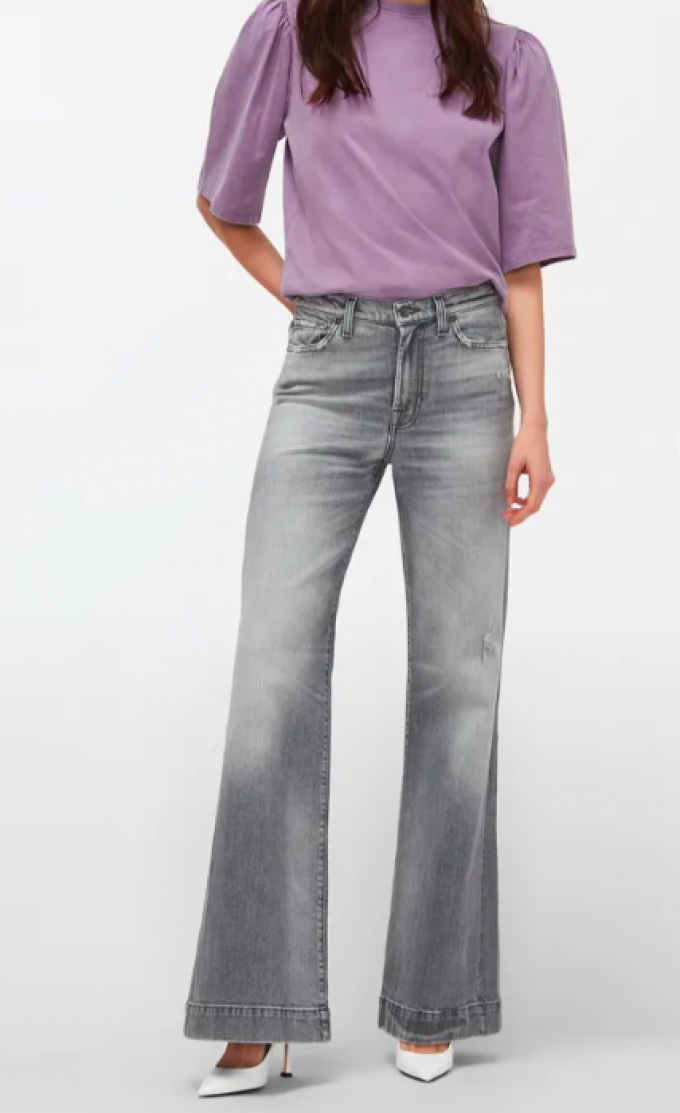 Flared jeans in afgewassen grijs