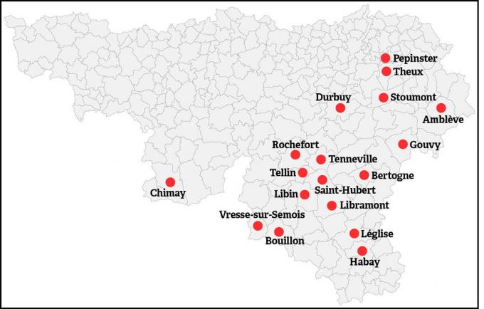 Communes wallonnes concernées par les restrictions d'eau