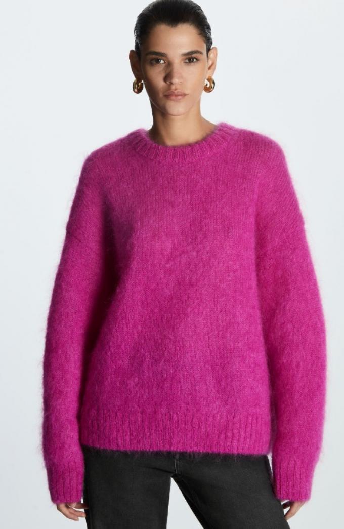 Fuschia trui in mohair