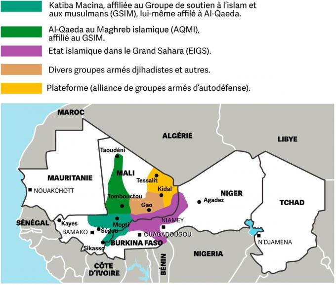 Zones d’opérations des groupes armés au Sahel