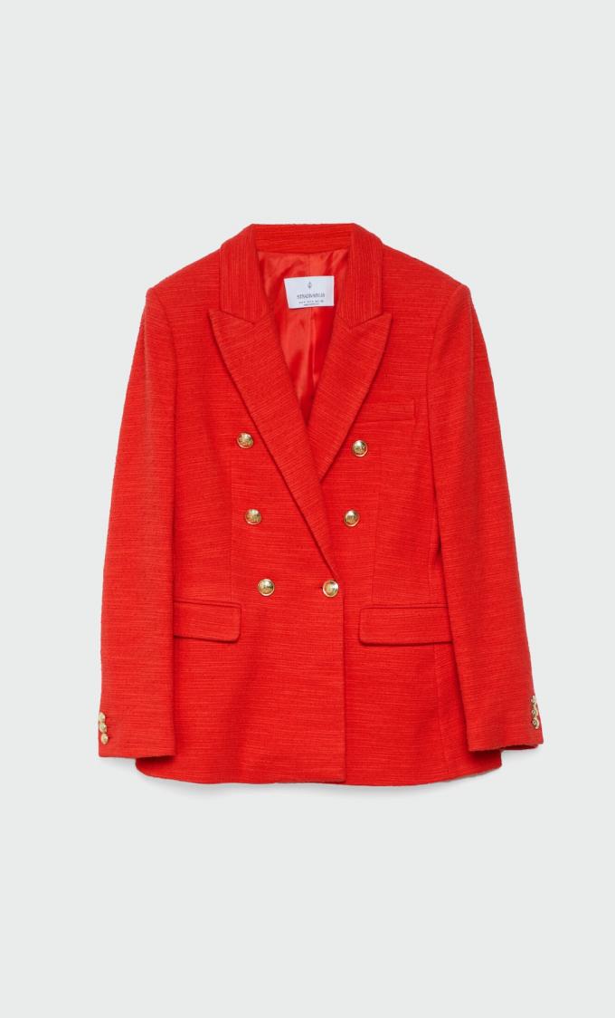 Le blazer rouge tweed