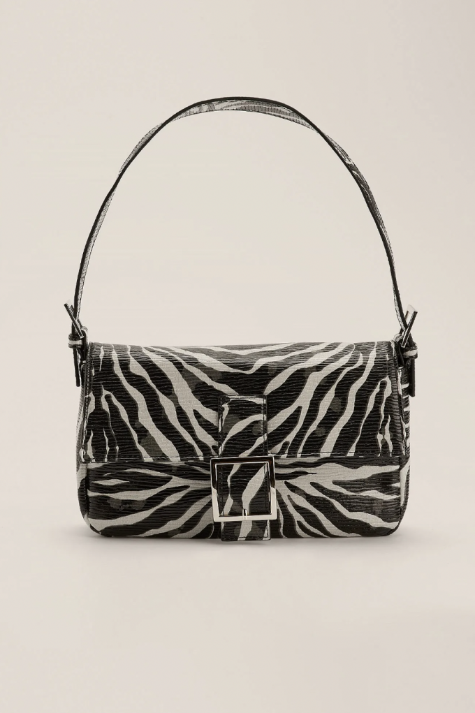 Handtas met zebra-print en gesp