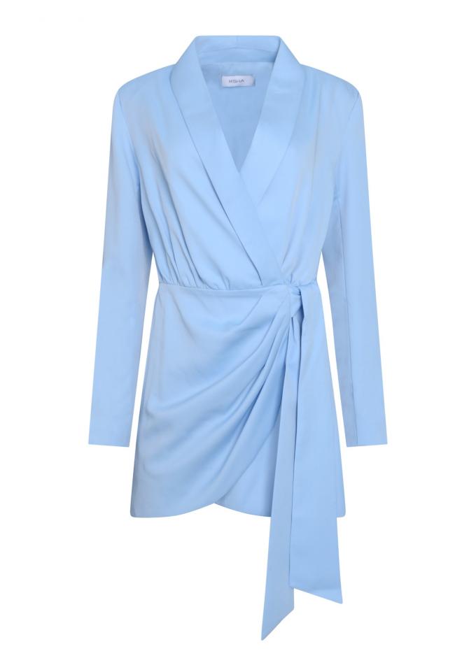 Lichtblauwe wrap-jurk