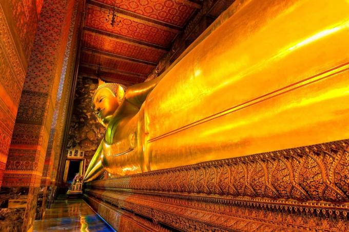 The big reclining buddha at Wat Pho temple, Bangkok