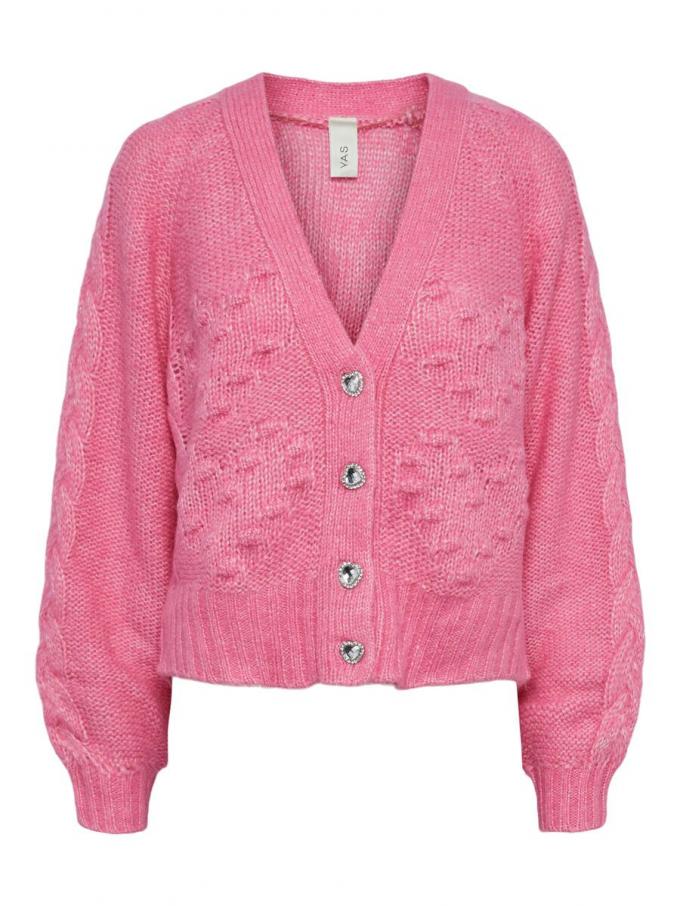 Felroze cardigan met luxe-knopjes