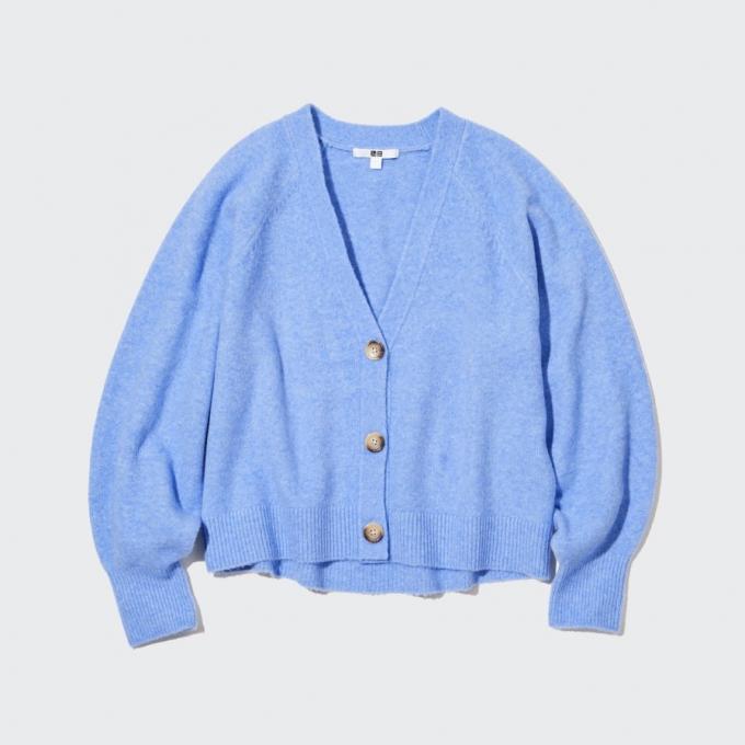 Lichte soufflé yarn cardigan in lichtblauw