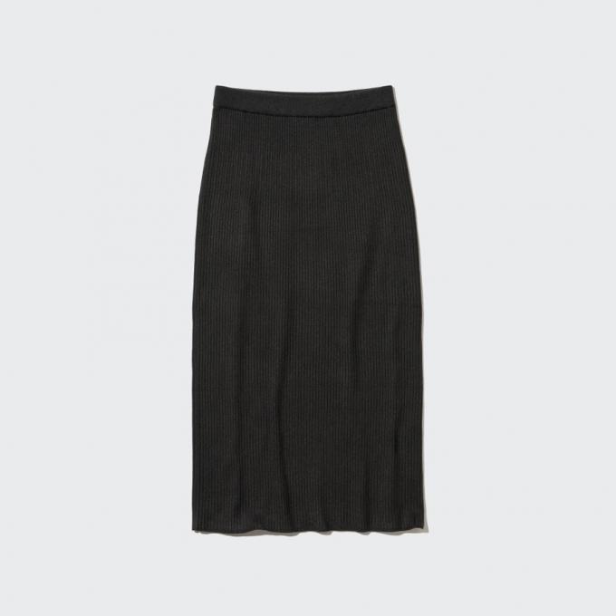 Soufflé yarn midirok in donkergrijs