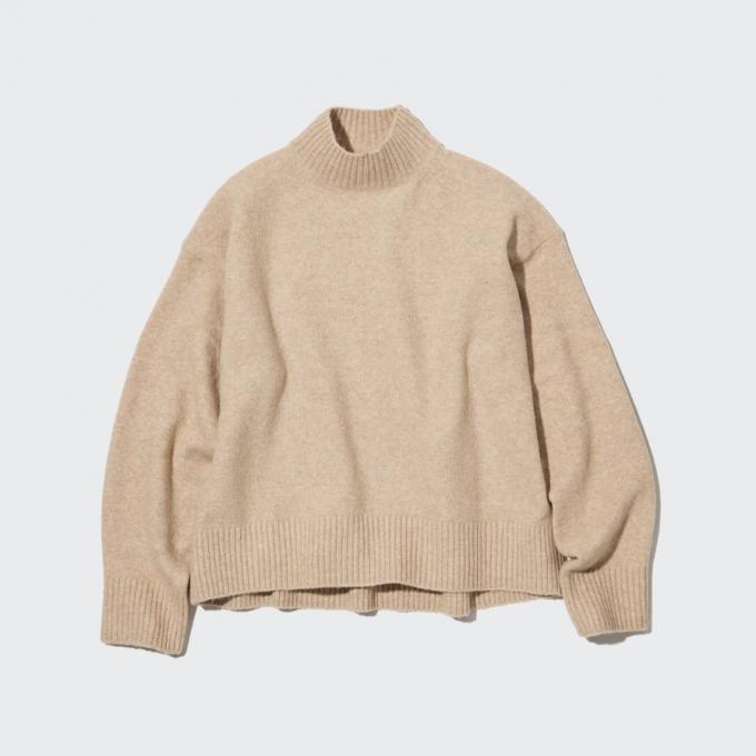 Lichte souffle yarn mock neck sweater in beige