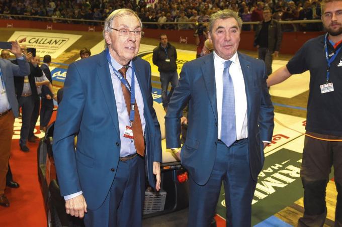 Patrick Sercu et Eddy Merckx lors des Six Jours de Gand en 2015.