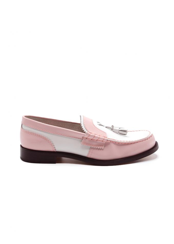 Roze/witte loafers