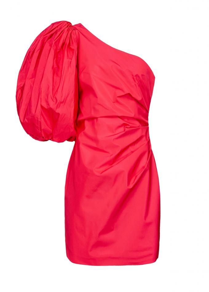 Asymmetrische jurk met XL-pofmouw