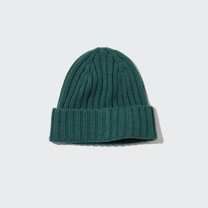 Heattech rib beanie in groen