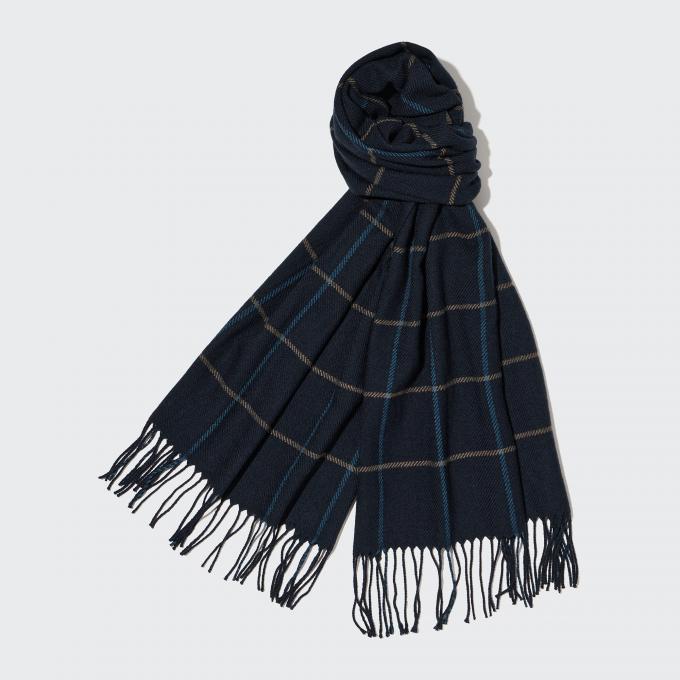 Heattech sjaal in donkerblauw met patroon 