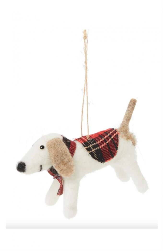 Vilten kersthanger met hondje 