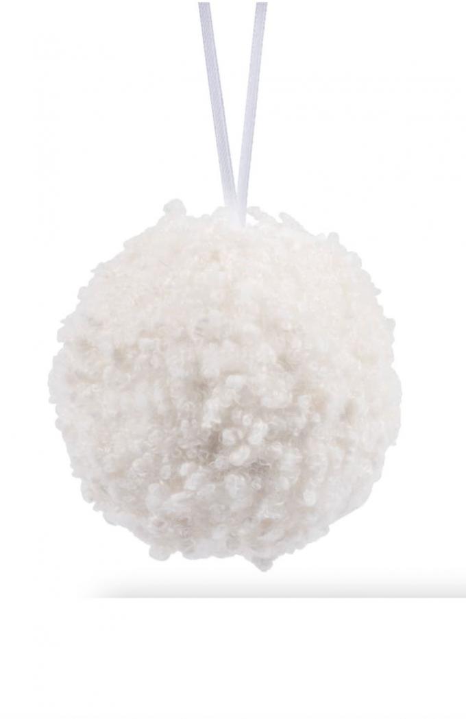 Witte stoffen kerstbal 'Mouton'