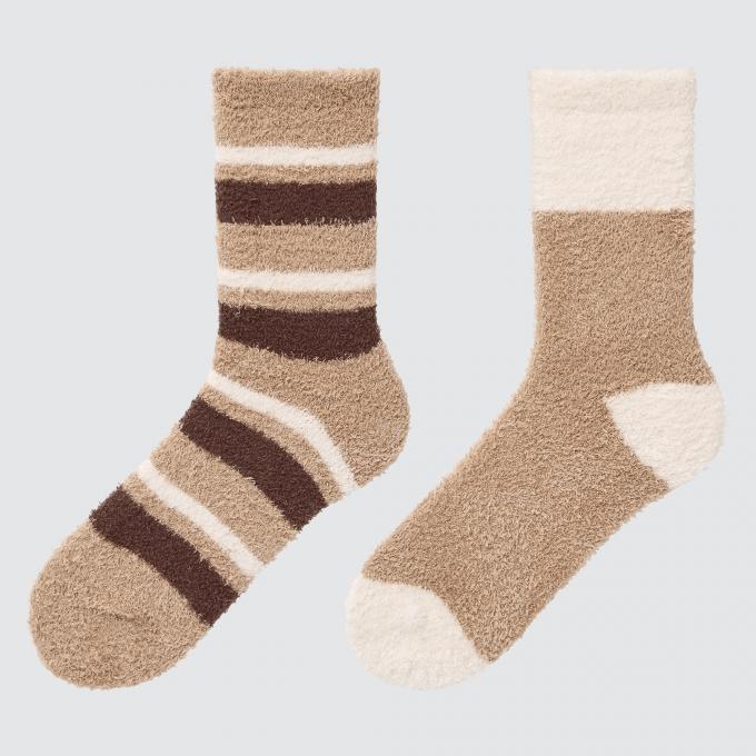 Fluffy W's Heattech socks en beige 